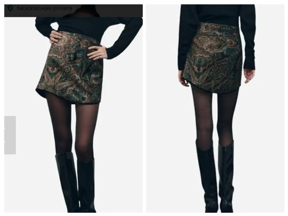 Zara Velvet Paisley Min Skirt L Whimsigoth Grunge Indie Fairly